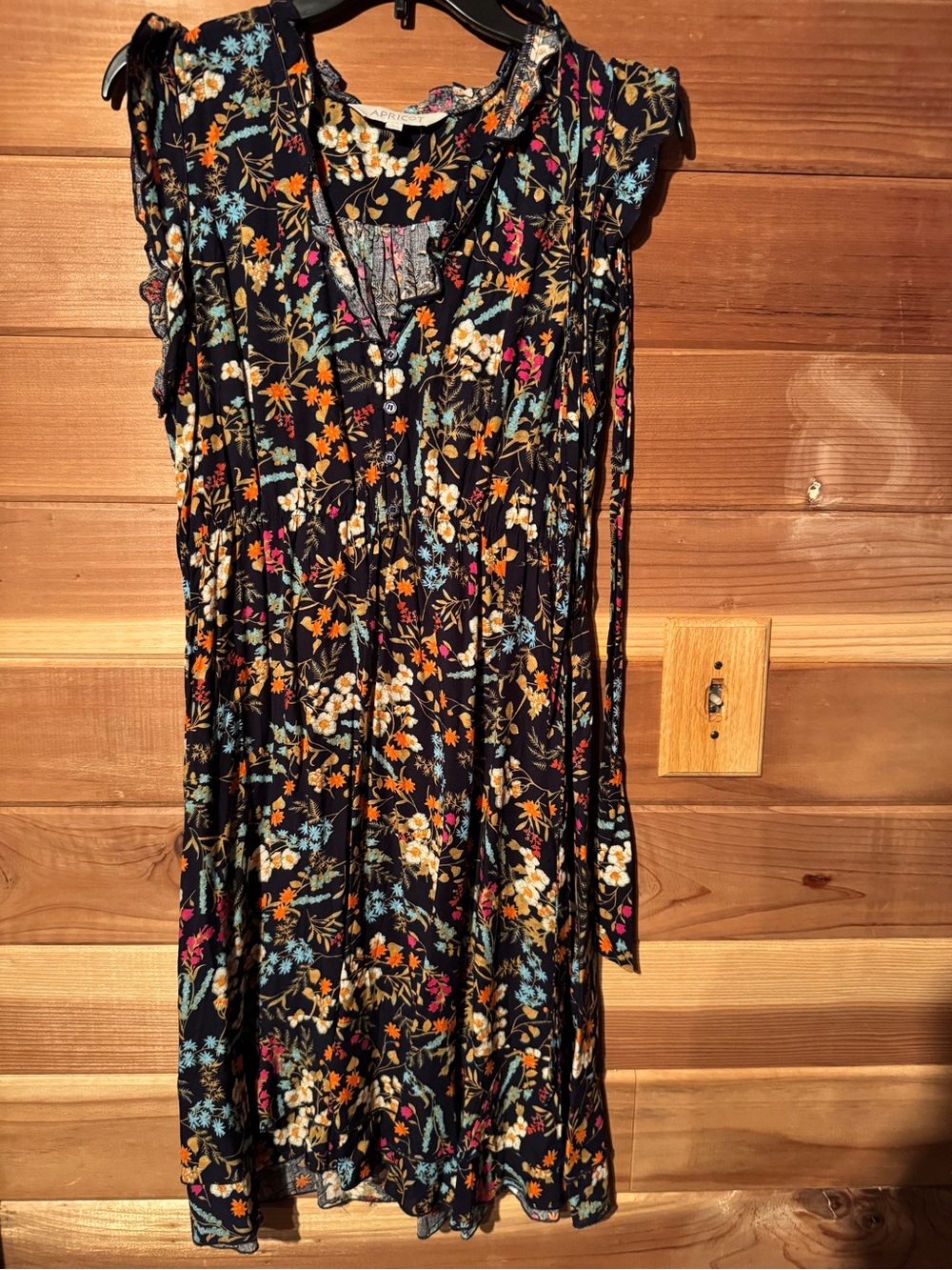 APRICOT Black Floral Mini Dress with Multicolor Print